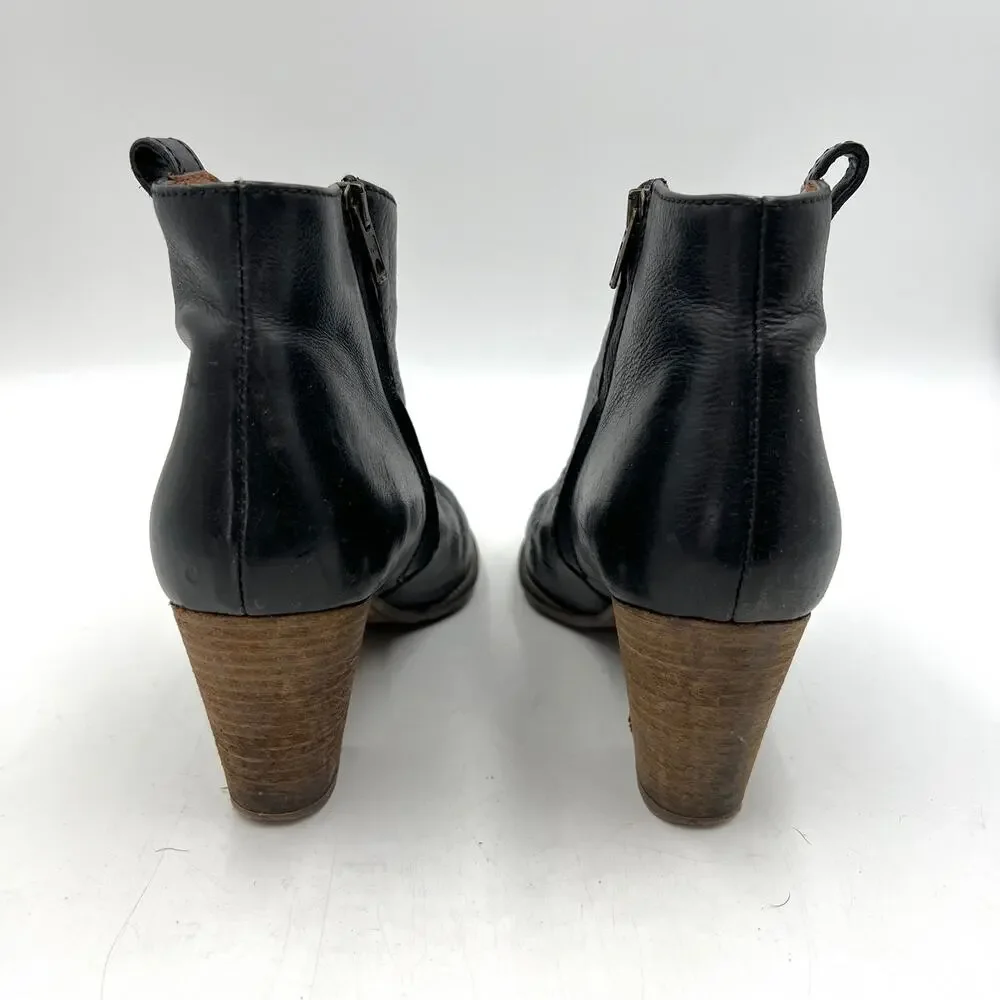 Madewell Billie Boots Black Leather Ankle Booties Western Boho